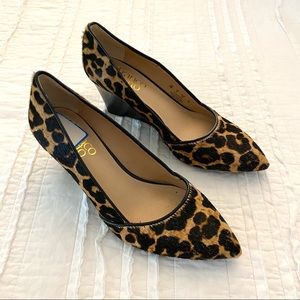 Franco Sarto leopard wedges